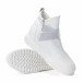Γυναικεία λευκά ψηλά sneakers από συνδυασμό υφασμάτων με ασημένια διασκομητικά λαστιχάκια it240118-17 5