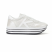 Γυναικεία λευκά sneakers με πλατφόρμα και ασημένιες λεπτομέρειες it160318-55 3