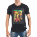 Ανδρική μαύρη κοντομάνικη μπλούζα με pop-art πριντ tsf250518-13 2