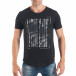 Ανδρική μαύρη κοντομάνικη μπλούζα με φλοράλ επιγραφή tsf250518-2 2