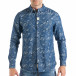 Ανδρικό τζιν πουκάμισο από μπλε ζακάρ it050618-7 2