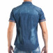 Ανδρικό γαλάζιο τζιν κοντομάνικο πουκάμισο με κεντημένη νεκροκεφαλή it050618-21 3