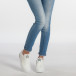 Γυναικεία λευκά sneakers από οικολογικό δέρμα με ασημένια αστεράκια  it240118-15 2