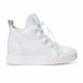 Γυναικεία λευκά ψηλά sneakers από συνδυασμό υφασμάτων με ελαστικά κορδόνια it240118-19 3