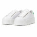 Γυναικεία λευκά sneakers με πράσινη λεπτομέρεια στον αστράγαλο it160318-56 3