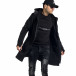Ανδρικό μαύρο φούτερ μακρύ μοντέλο με κουκούλα tr240921-12 2