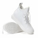 Γυναικεία λευκά ψηλά sneakers από συνδυασμό υφασμάτων με ελαστικά κορδόνια it240118-19 4