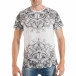 Ανδρική λευκή κοντομάνικη μπλούζα με tattoo πριντ tsf250518-73 2