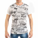 Ανδρική λευκή κοντομάνικη μπλούζα με μαύρες επιγραφές it260318-183 2