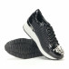 Γυναικεία μαύρα sneakers με πλατφόρμα και συνδυάσμο υφασμάτων it240118-6 5