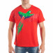 Ανδρική κόκκινη κοντομάνικη μπλούζα με πριντ παπαγάλο tsf250518-8 2