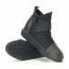 Γυναικεία μαύρα ψηλά sneakers από συνδυασμό υφασμάτων με σκούρα γκρι διακοσμητικά λαστιχάκια it240118-18 5