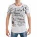 Ανδρική λευκή κοντομάνικη μπλούζα με πριντ εφημερίδας tsf250518-58 3