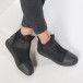Γυναικεία μαύρα ψηλά sneakers από συνδυασμό υφασμάτων με σκούρα γκρι διακοσμητικά λαστιχάκια it240118-18 2