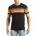 Ανδρική μαύρη κοντομάνικη μπλούζα με πολύχρωμες ρίγες it150419-53 2