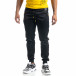 Ανδρική μαύρη Jogger με πριντ ρίγα Black Sport it041019-1 2