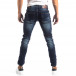 Ανδρικό μπλε τζιν Slim Jeans με διακοσμητικά μπαλώματα it250918-16 4