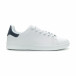 Ανδρικά Basic λευκά sneakers με μπλε λεπτομέρεια it150319-12 2