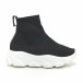 Γυναικεία μαύρα αθλητικά παπούτσια τύπου κάλτσα με λευκή σόλα it281019-1 2