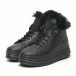 Γυναικεία μαύρα μποτάκια τύπου sneakers με γούνα it281019-11 3