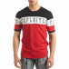 Ανδρική κοντομάνικη μπλούζα σε μαύρο και κόκκινο it150419-74 2