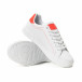 Ανδρικά λευκά Basic sneakers με κόκκινες λεπτομέρειες it150818-23 4