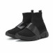 Ανδρικά μαύρα Slip-on αθλητικά παπούτσια με δερμάτινη λεπτομέρεια it150818-2 3