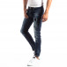 Ανδρικό μπλε τζιν Slim Jeans με διακοσμητικά μπαλώματα it250918-16 2