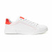 Ανδρικά λευκά Basic sneakers με κόκκινες λεπτομέρειες it150818-23 2