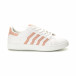 Γυναικεία λευκά sneakers με ροζ λεπτομέρειες it190219-14 2