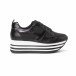 Γυναικεία μαύρα sneakers με χρυσόσκονη και πλατφόρμα it150818-29 2