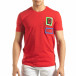 Ανδρική κόκκινη κοντομάνικη μπλούζα με διακοσμητικά απλικέ it150419-70 3