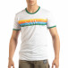 Ανδρική λευκή κοντομάνικη μπλούζα με πολύχρωμες ρίγες it150419-59 2