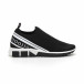 Slip-on ανδρικά μαύρα αθλητικά παπούτσια με λευκή ρίγα it260919-6 2