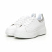 Γυναικεία λευκά sneakers με πλατφορμα και πριντ it130819-59 4