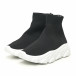 Γυναικεία μαύρα αθλητικά παπούτσια τύπου κάλτσα με λευκή σόλα it281019-1 3