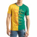 Ανδρική πράσινη-κίτρινη κοντομάνικη μπλούζα με πριντ it150419-58 2