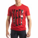Ανδρική κόκκινη κοντομάνικη μπλούζα με πριντ it150419-91 2