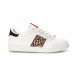 Γυναικεία λευκά sneakers με λεοπάρ λεπτομέρεια it190219-15 2