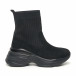 Γυναικεία μαύρα αθλητικά παπούτσια τύπου κάλτσα με χοντρή σόλα it281019-19 2