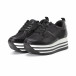Γυναικεία μαύρα sneakers με χρυσόσκονη και πλατφόρμα it150818-29 3