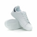 Ανδρικά Basic λευκά sneakers με μπλε λεπτομέρεια it150319-12 4