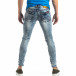 Ανδρικό γαλάζιο τζιν Washed Slim Jeans με τσαλακωμένο εφέ it210319-13 3