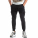 Ανδρική μαύρη φόρμα υφασμάτινη Jogger Jacquard effect it170819-33 3