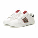 Γυναικεία λευκά sneakers με λεοπάρ λεπτομέρεια it190219-15 3