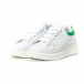 Γυναικεία λευκά sneakers με πράσινη λεπτομέρεια it150818-35 3