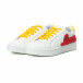 Γυναικεία λευκά sneakers με κίτρινα κορδόνια και κόκκινες λεπτομέρειες it150818-60 3
