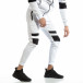 Ανδρική λευκή φόρμα Jogger με μαύρες λεπτομέρειες it261018-61 2
