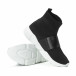 Ανδρικά μαύρα Slip-on αθλητικά παπούτσια με δερμάτινη λεπτομέρεια it150818-3 4