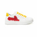 Γυναικεία λευκά sneakers με κίτρινα κορδόνια και κόκκινες λεπτομέρειες it150818-60 2